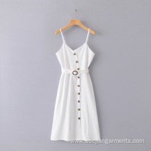 Women White Loose Solid Color Dress Long Dress